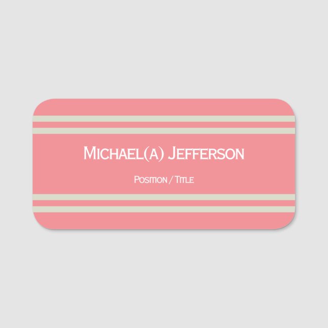 Korallenrosa und Chrystal Weiß Eleganter Name & Ti Namensschild (Vorderseite)