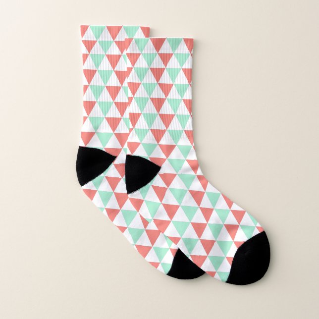 Korallenrosa und Minzgrün Socken (Paar)