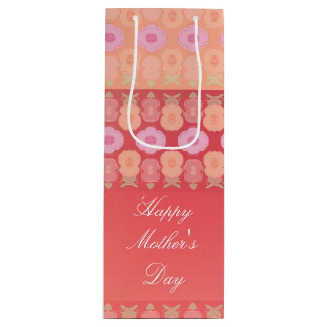 Korallenrosa und -pfirsiche geschenktüte für weinflaschen (Vorderseite)