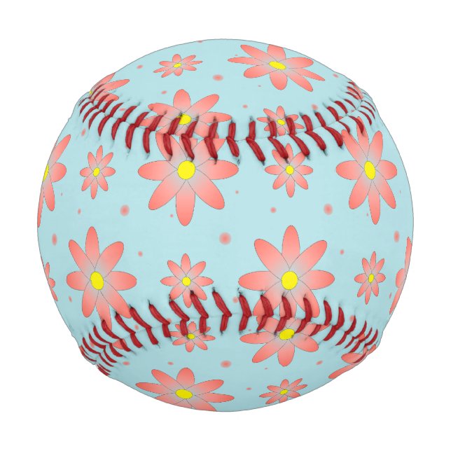 Korallenrosa und pulverblau delikate, daisate Blum Baseball (Vorderseite)