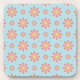 Korallenrosa und pulverblau delikate, daisate Blum Getränkeuntersetzer