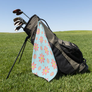 Korallenrosa und pulverblau delikate, daisate Blum Golfhandtuch