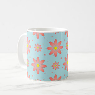 Korallenrosa und pulverblau delikate, daisate Blum Kaffeetasse