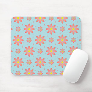 Korallenrosa und pulverblau delikate, daisate Blum Mousepad