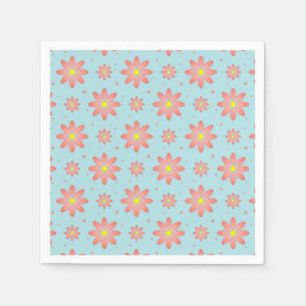 Korallenrosa und pulverblau delikate, daisate Blum Serviette
