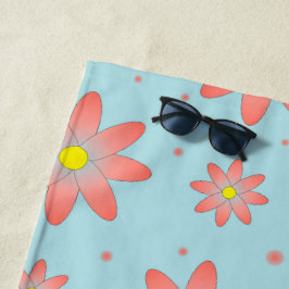 Korallenrosa und pulverblau delikate, daisate Blum Strandtuch
