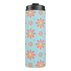 Korallenrosa und pulverblau delikate, daisate Blum Thermosbecher