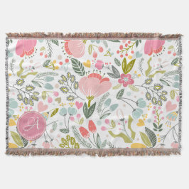 Korallenrosa Watercolor Floral Muster Name Decke