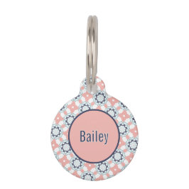 Korallenrosa Weiß Türkis und Marineblau Kaleidosko Haustiermarke