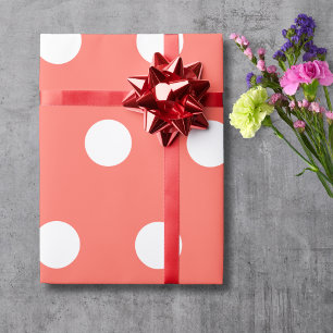 Korallenrosa Weiße Mittlere Punkte Geschenkpapier