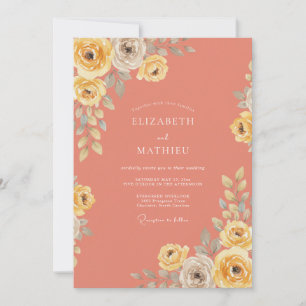 Korallenrose Blütenhochzeit Einladung