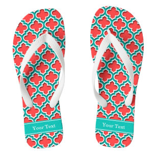 Korallenrot, Aquamarin marokkanisch #5DS Aquamarin Flip Flops