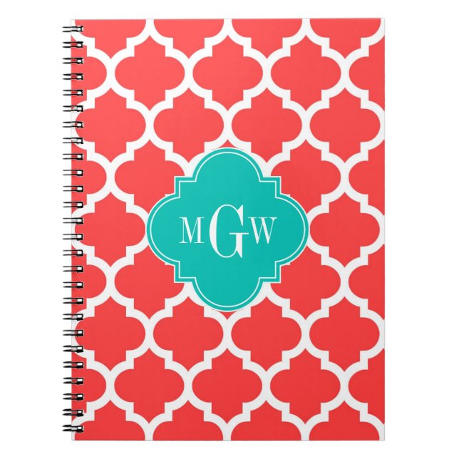 Korallenrot, Marokkaner #5 Aquamarin 3 Anfangsmono Notizblock (Vorderseite)