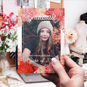 Korallenrot Pink Botanisches Boho-Blumen-Abschluss Postkarte