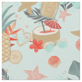 Korallenrot und Mint Beach Muster Stoff