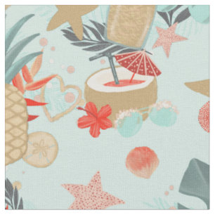 Korallenrot und Mint Beach Muster Stoff