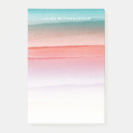 Korallenrot und Türkisblau Wasserfarbenstriche Post-it Klebezettel