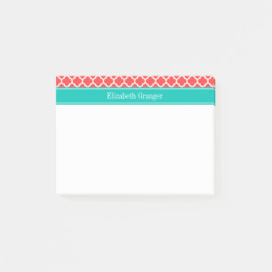 Korallenrot Weiß Marokkanisch #5 Türkis Name Monog Post-it Klebezettel
