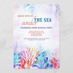 Korallenrote Aquarell-Abschlussball-Einladung Einladung