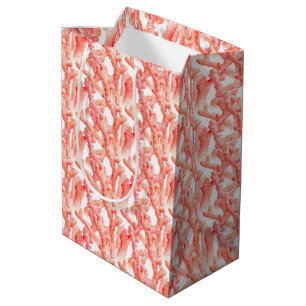 Korallenrote Aquarellkunstorange und -WEISS Mittlere Geschenktüte