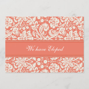 Korallenrote Damast-Entlaufen-Mitteilungs-Karten Ankündigung