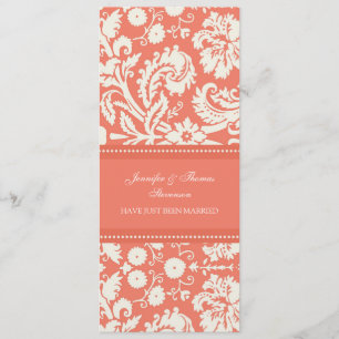 Korallenrote Damast-gerade verheiratete Ankündigung