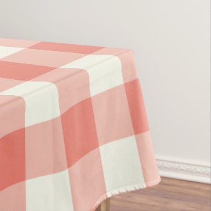 Korallenrote Gingham-/Büffel-Karo-Tischdecke Tischdecke