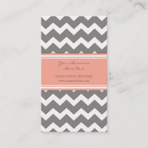 Korallenrote graue Zickzack Retro Geschäfts-Karten Visitenkarte