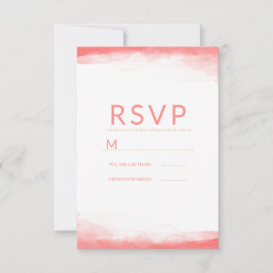 Korallenrote Helle Aquarell-Moderne Hochzeits-RSVP RSVP Karte