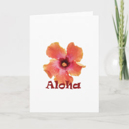 Korallenrote Hibiskusaloha Karte