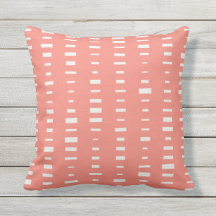 Korallenrote Kissen im Freien- Block-Streifen