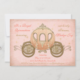 Korallenrote Märchen-Prinzessin Quinceanera Einladung