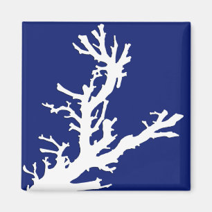 Korallenrote Niederlassung - Marineblau und -WEISS Magnet