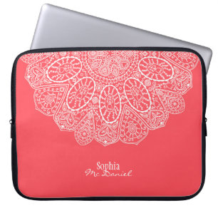 Korallenrote rosa Hand gezeichneter Laptopschutzhülle