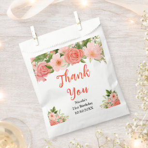 Korallenrote Rosen Geburtstags Dankeschön Geschenktütchen