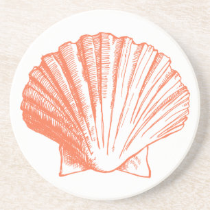 Korallenrote Seashell-Untersetzer Sandstein Untersetzer