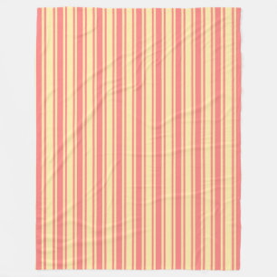 Korallenrote und gelbe Bonbonstreifen Fleecedecke