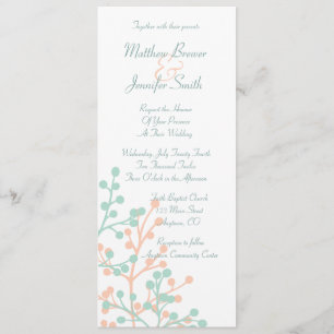 Korallenrote und grüne lange Hochzeits-mit Einladung