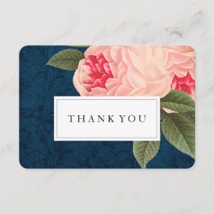 Korallenrote und marineblaue Shabby-Chic-Dankeskar Dankeskarte