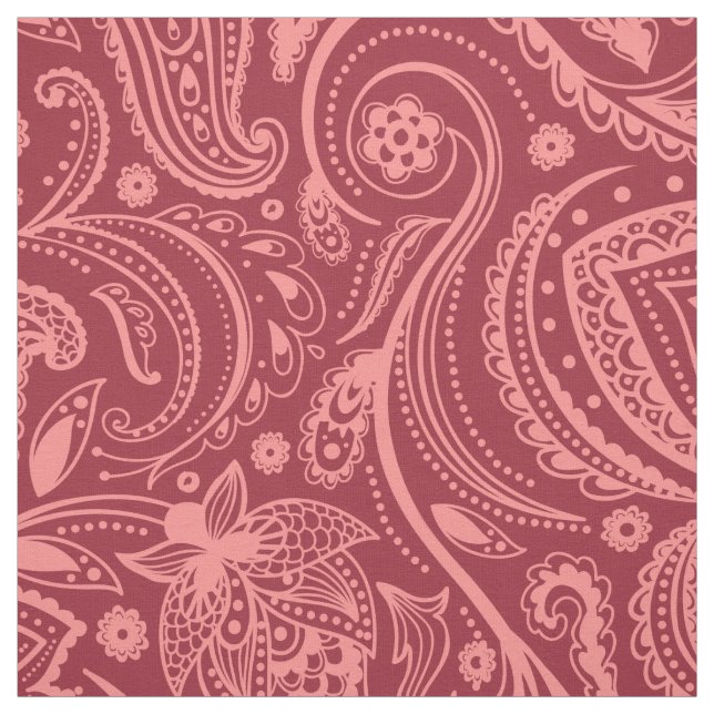 Korallenroter Flora Paisley-Custom Maroon Hintergr Stoff (Muster)