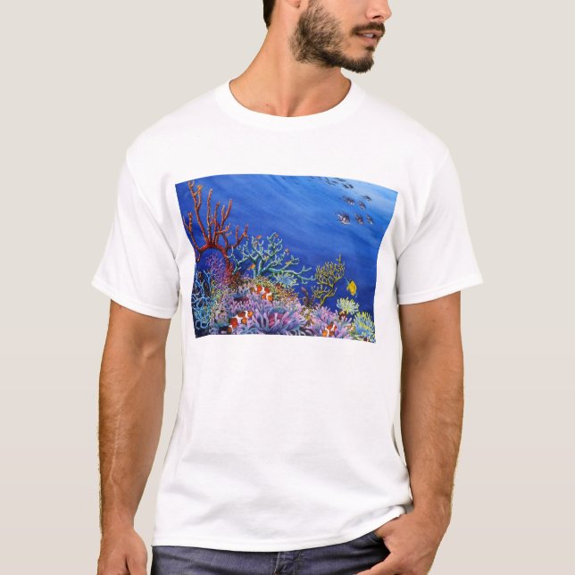 Korallenroter Garten T-Shirt (Vorderseite)