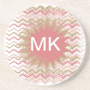 Korallenroter Gewürz-Gekritzel-Zickzack-Zickzack M Untersetzer