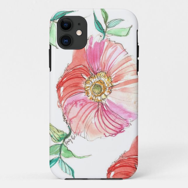 Korallenroter Mohnblumen-Aquarell iPhone Fall Case-Mate iPhone Hülle (Rückseite)