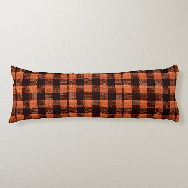 Korallenroter orange Gingham-karierter Seitenschläferkissen (Vorderseite)