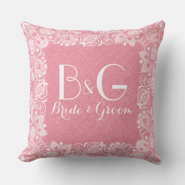 Korallenroter Rahmen und weißer Rahmen Kissen (Vorderseite)