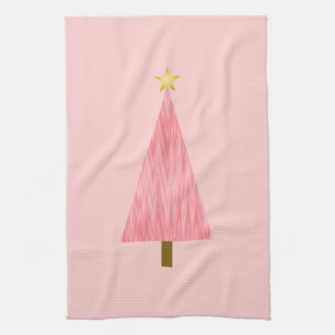 Korallenroter rosa Ombre moderner Weihnachtsbaum Geschirrtuch