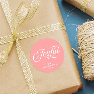 Korallenroter rosa stilvoller kursiver froher runder aufkleber