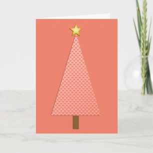 Korallenroter Tupfen moderner Weihnachtsbaum Feiertagskarte
