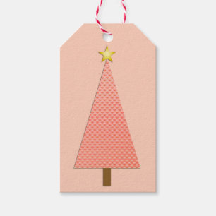 Korallenroter Tupfen moderner Weihnachtsbaum Geschenkanhänger