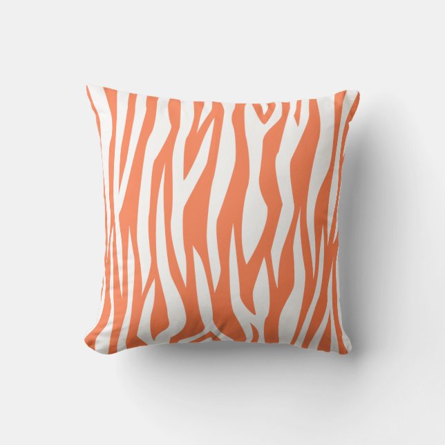 Korallenroter Zebra-Druck Kissen (Vorderseite)